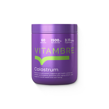 Vitambre Grass-Fed Bovine Colostrum – Natural Protein Powder for Gut Health, Skin Radiance, and Strong Immunity Healthcare Supplement Muscle Iron